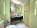 Modern bathroom with vessel sink and contemporary fixtures