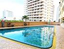 Outdoor swimming pool in residential complex