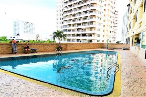 Outdoor swimming pool in residential complex