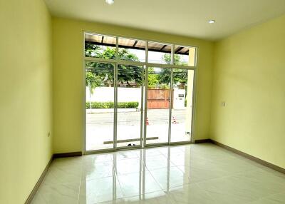 Bright and spacious living room with large windows