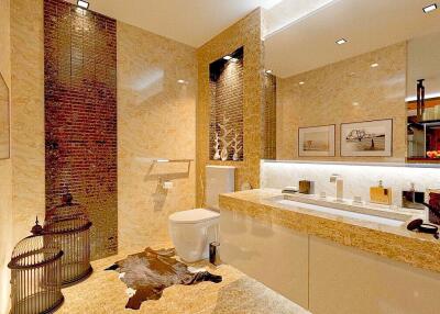 Luxurious modern bathroom with elegant fixtures and decor