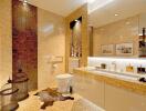 Luxurious modern bathroom with elegant fixtures and decor