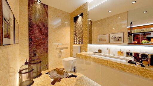 Luxurious modern bathroom with elegant fixtures and decor