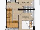 Second floor plan showing layout of bedrooms and bathroom