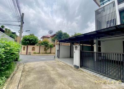 Residential driveway with covered parking