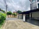 Residential driveway with covered parking