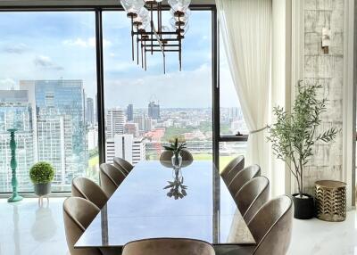 Modern dining room with city view