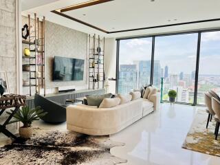 Modern living room with city view