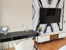 Modern living space with TV and desk