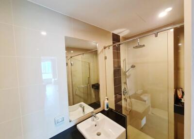 Modern bathroom with shower and sink