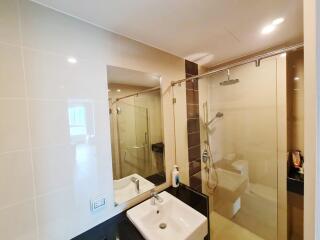 Modern bathroom with shower and sink