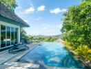 Luxury outdoor pool area with a scenic view