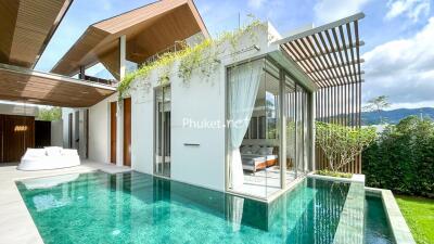 Outdoor view with private pool and modern architecture