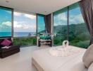 Spacious bedroom with panoramic ocean view