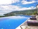 Infinity pool with sea and mountain views