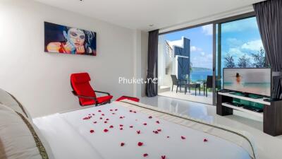 Modern bedroom with sea view