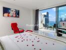 Modern bedroom with sea view