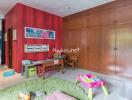 Children's playroom with toys and storage