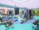 Modern gym with various exercise equipment