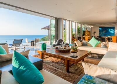 Spacious living room with ocean view