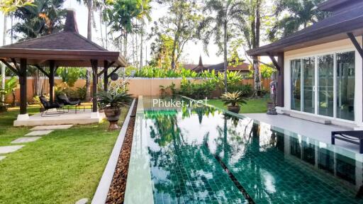 Luxurious villa with private pool and gazebo in a tropical setting