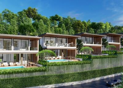 Luxury hillside villas with private pools and lush greenery