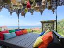 Outdoor seating area with scenic ocean view