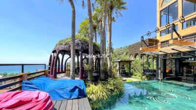 Luxurious outdoor space with pool and sea view