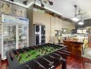 Modern kitchen with foosball table