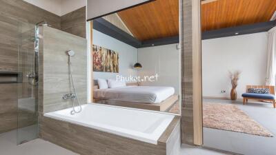 Modern bedroom with an ensuite bathroom