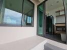 Modern kitchen with balcony view