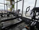 Modern gym with city view