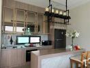 Modern kitchen with an island and decorative lighting