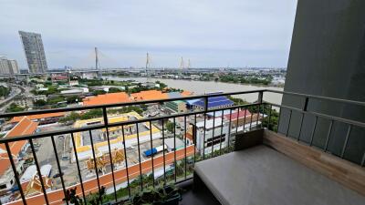 Balcony with city and river view