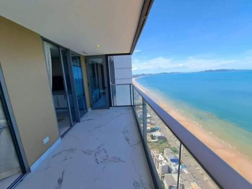 High-rise balcony with scenic ocean view