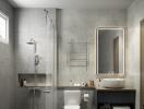 Modern bathroom with shower and vanity