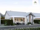 Modern single-story house with garage and two cars