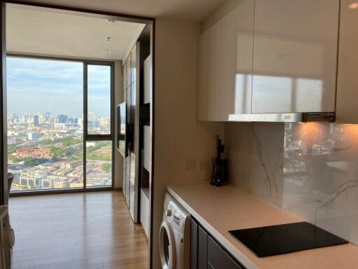 Compact kitchen space with city view