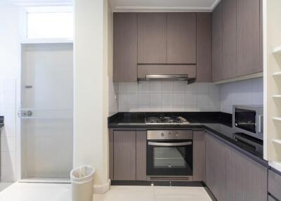 Modern kitchen with stainless steel appliances and sleek cabinetry