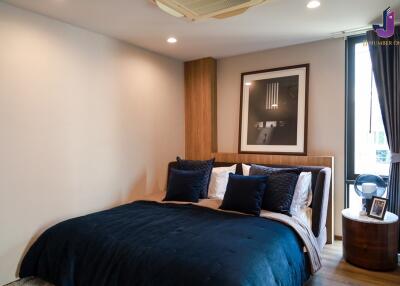 modern bedroom with double bed and stylish decor