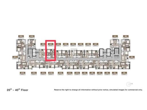 Floor plan layout for 20th to 40th floor