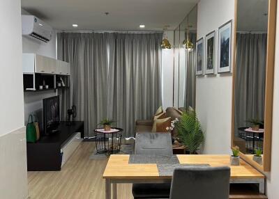 Modern living room with dining area