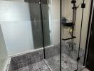 Modern bathroom with glass shower enclosure