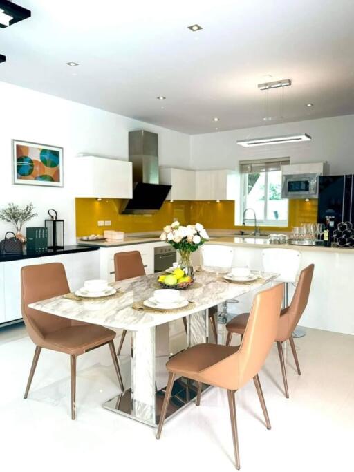 Modern kitchen with dining area