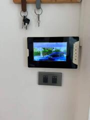 Wall-mounted video intercom system in hallway