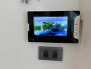 Wall-mounted video intercom system in hallway