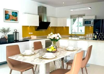 Modern kitchen with dining area