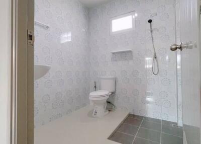 clean modern bathroom with shower and toilet