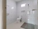 clean modern bathroom with shower and toilet