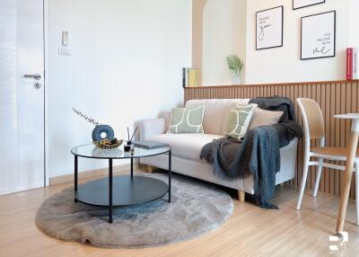 Cozy living room with round coffee table